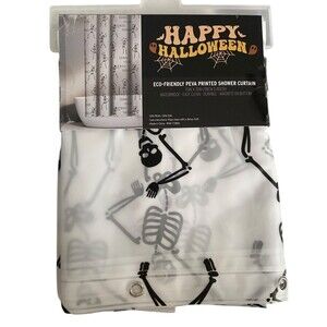 Happy Halloween Peva Shower Curtain Dancing Skeletons  70" x 72"- NEW